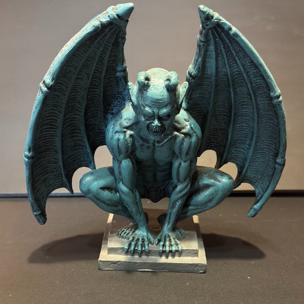 7.5" aquamarine demon gargoyle